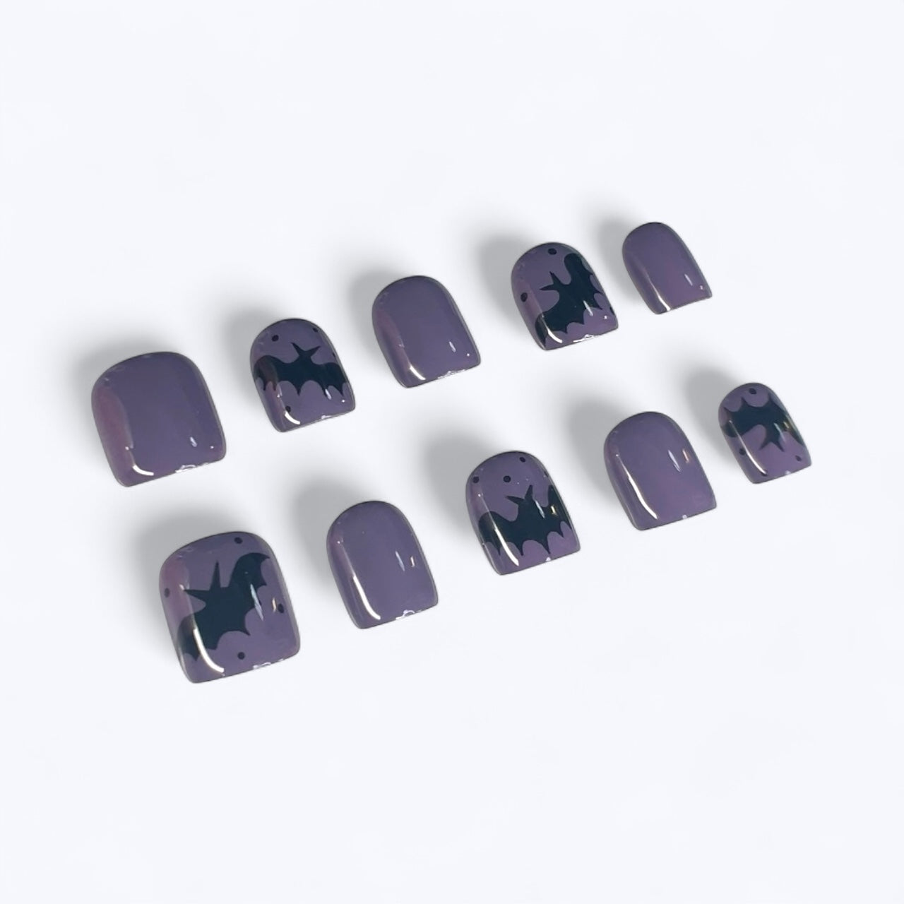 Bats: Press-on Nails purple with black bats Letty Does Nails