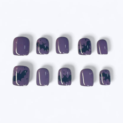 Bats: Press-on Nails purple with black bats Letty Does Nails